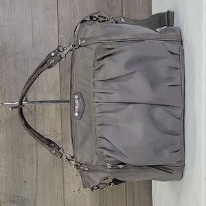 MZ Wallace Gray Nylon Leather Crossbody Shoulder Bag